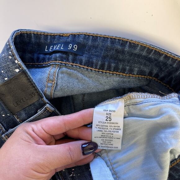 Level 99 Size 25 Low Rise Ankle Skinny Stretchy Denim Jeans Silver Foil Speckles - Picture 7 of 9